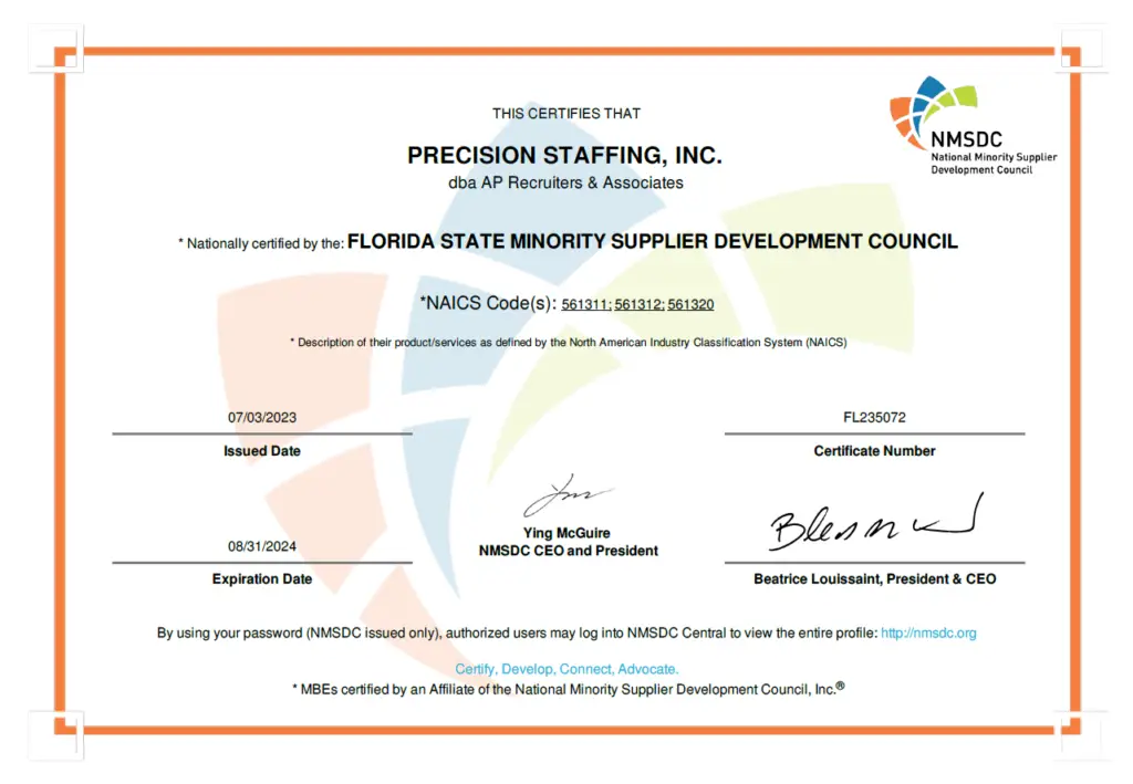 FSMSDC Certification Screenshot 2024